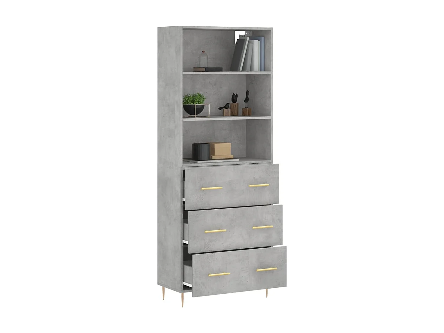 Buffet haut Gris béton 69,5x34x180 Bois d'ingénierie
