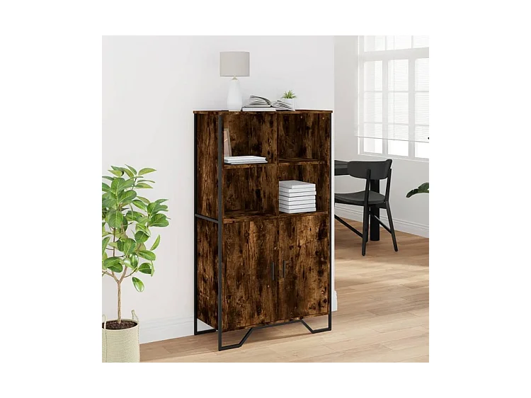 Buffet haut chêne fumé 79,5x35,5x137,5 bois d'ingénierie