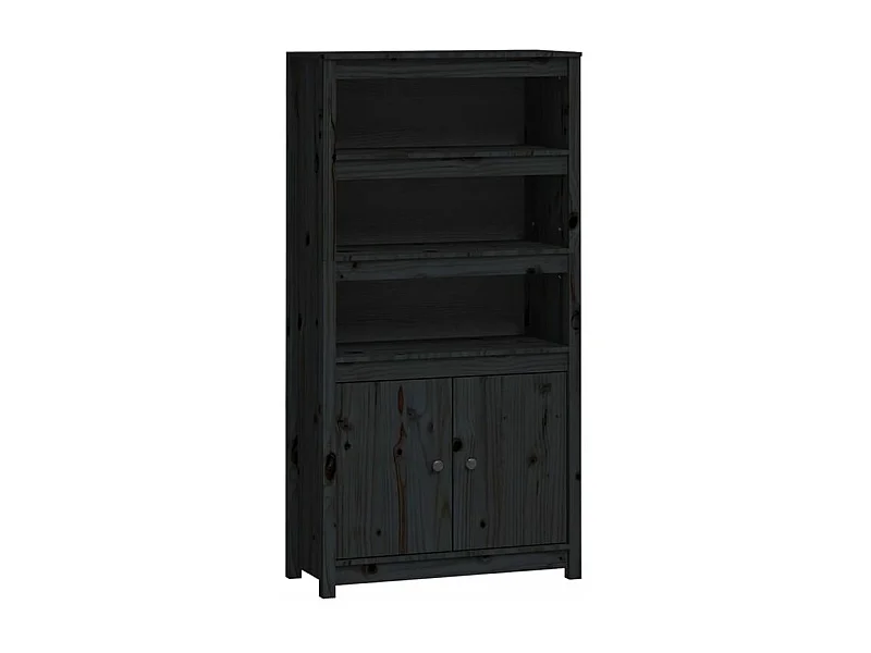 Buffet haut Noir 80x35x154 Bois massif de pin