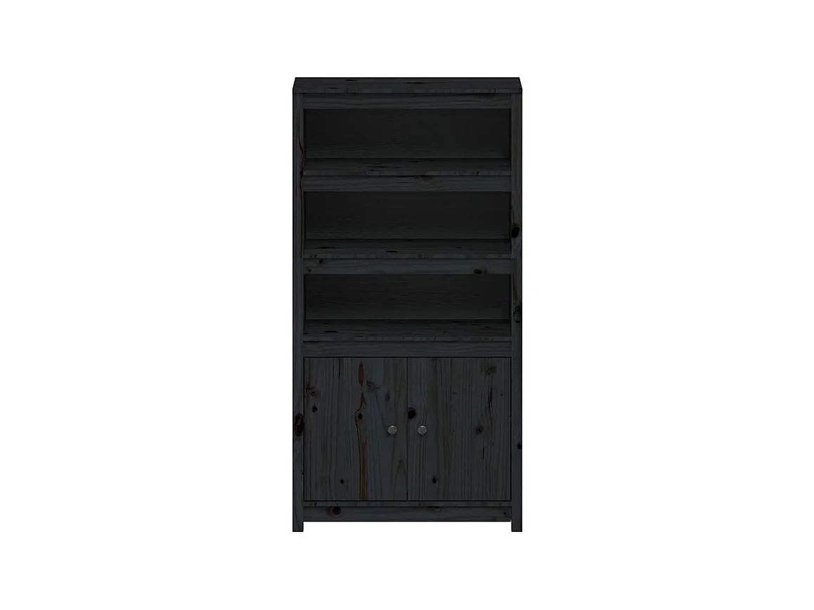 Buffet haut Noir 80x35x154 Bois massif de pin