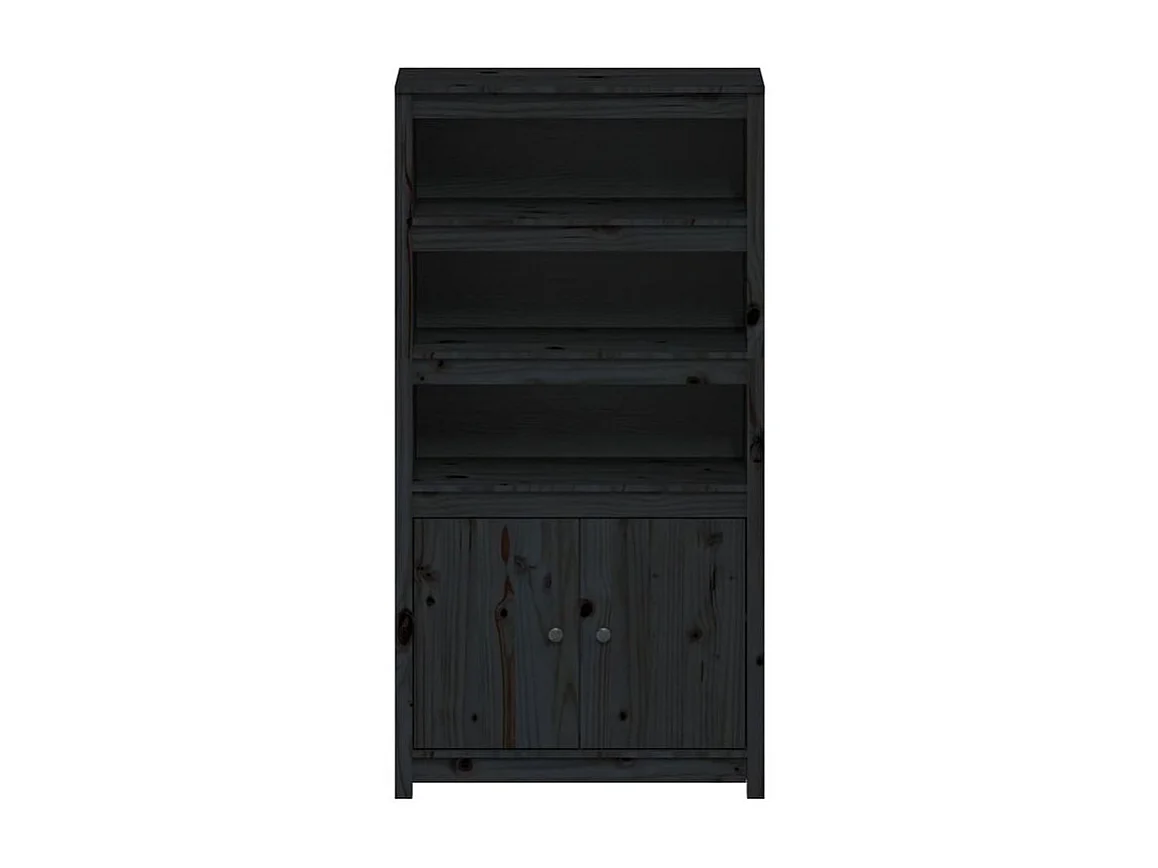 Buffet haut Noir 80x35x154 Bois massif de pin