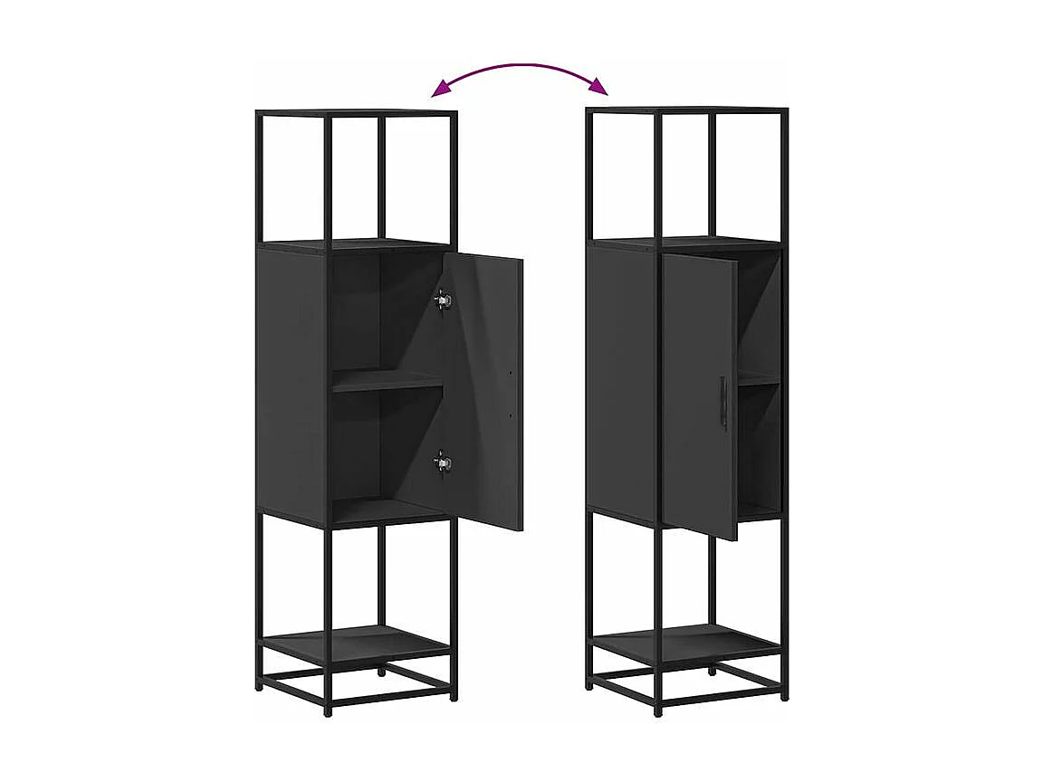 Buffet haut noir 35,5x35x139 bois d'ingénierie et métal