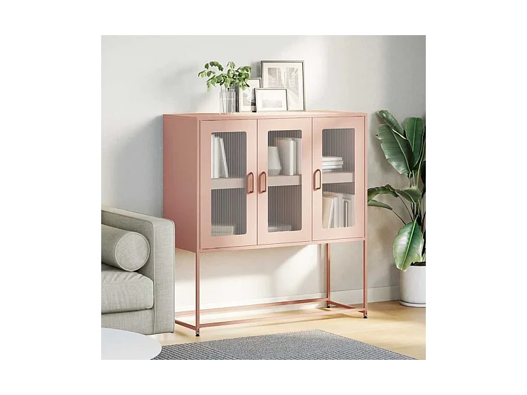 Buffet rose 100,5x39x107 acier laminé à froid