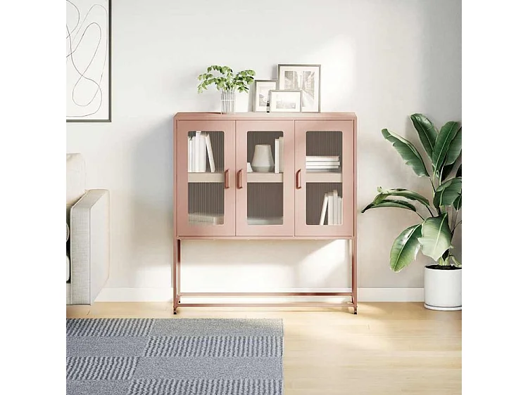 Buffet rose 100,5x39x107 acier laminé à froid