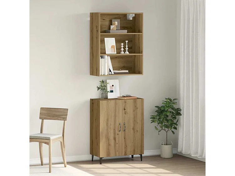 Buffet avec armoire murale chêne artisanal bois d'ingénierie