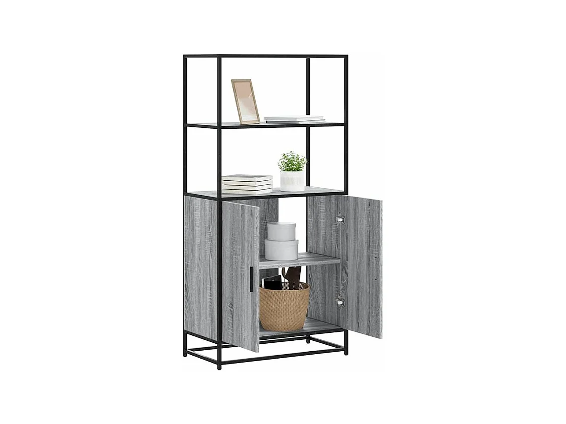 Buffet haut sonoma gris 68x35x139 bois d'ingénierie et métal