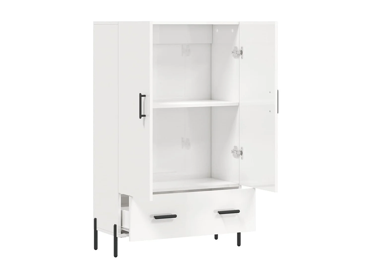 Buffet haut blanc brillant 69,5x31x115 bois d'ingénierie