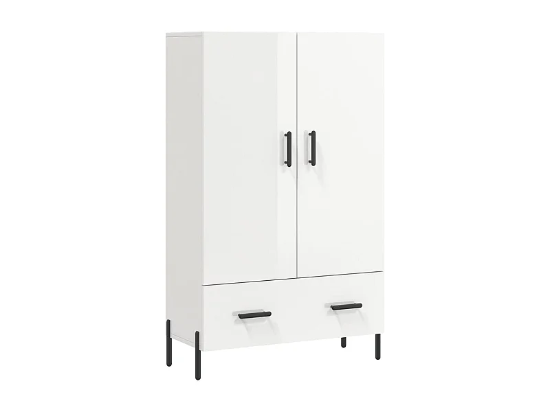 Buffet haut blanc brillant 69,5x31x115 bois d'ingénierie