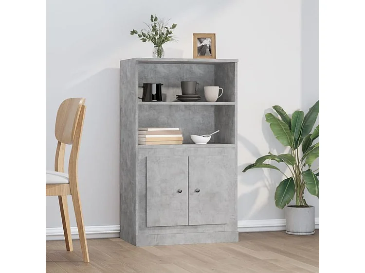 Buffet haut gris béton 60x35,5x103,5 bois d'ingénierie