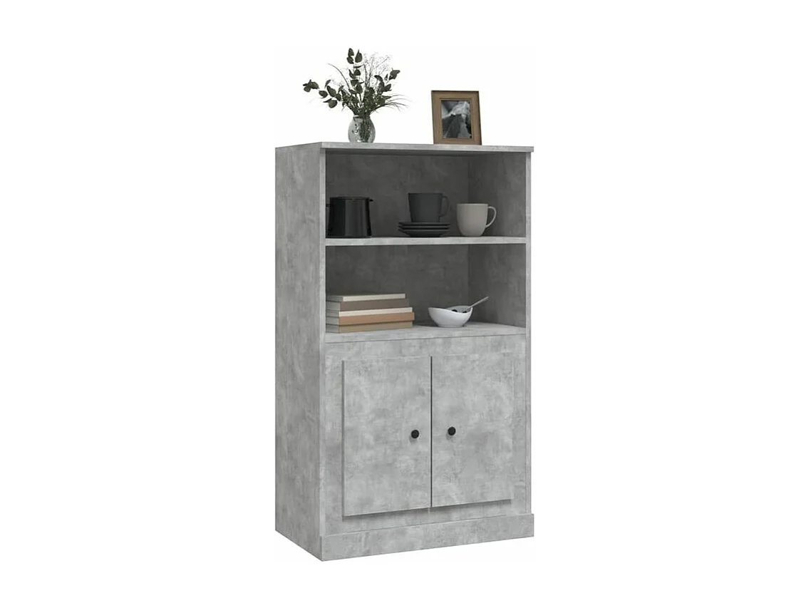 Buffet haut gris béton 60x35,5x103,5 bois d'ingénierie