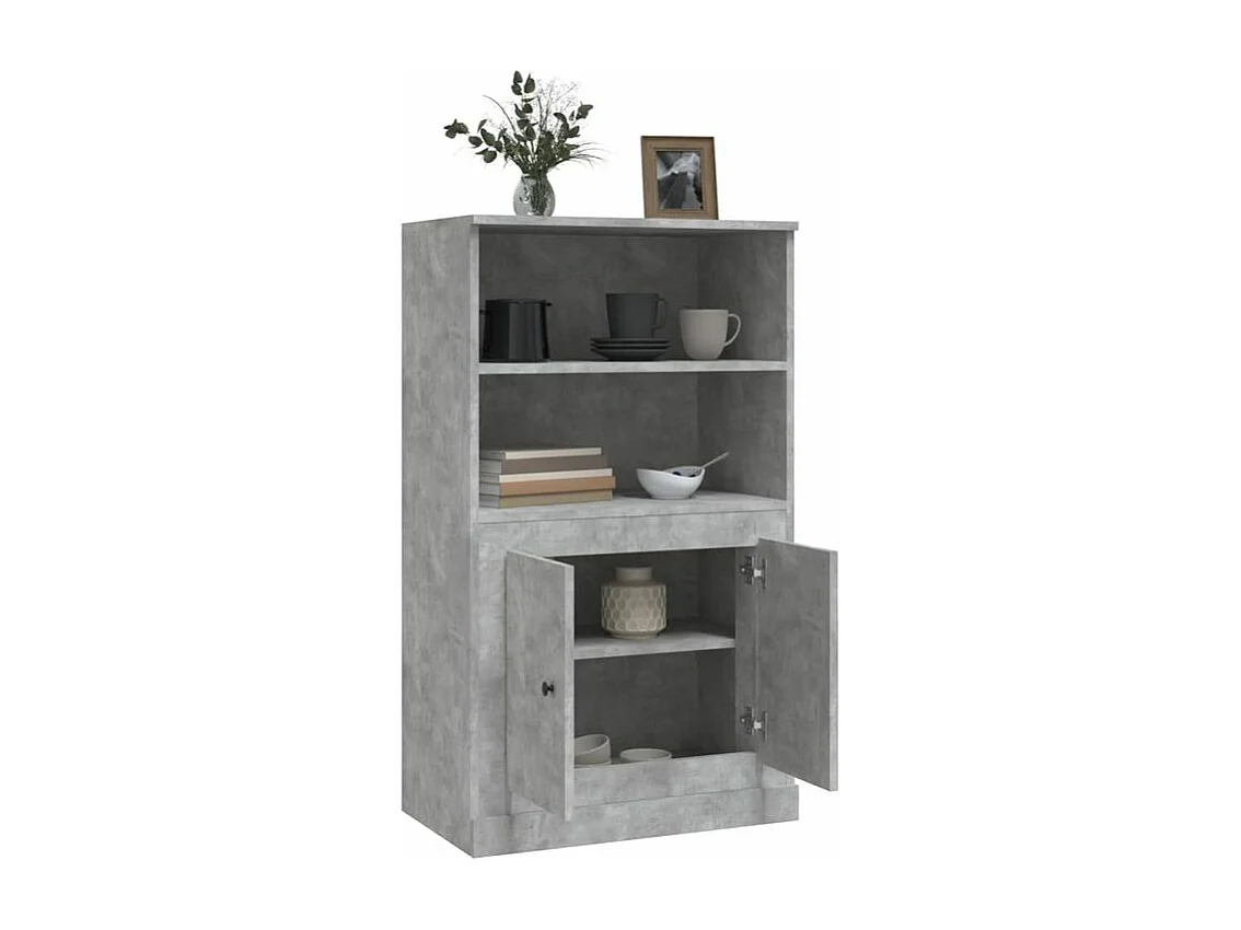 Buffet haut gris béton 60x35,5x103,5 bois d'ingénierie