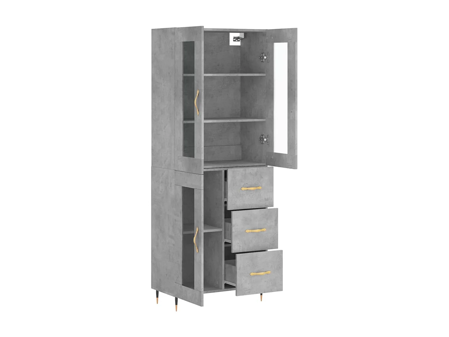 Buffet haut Gris béton 69,5x34x180 Bois d'ingénierie