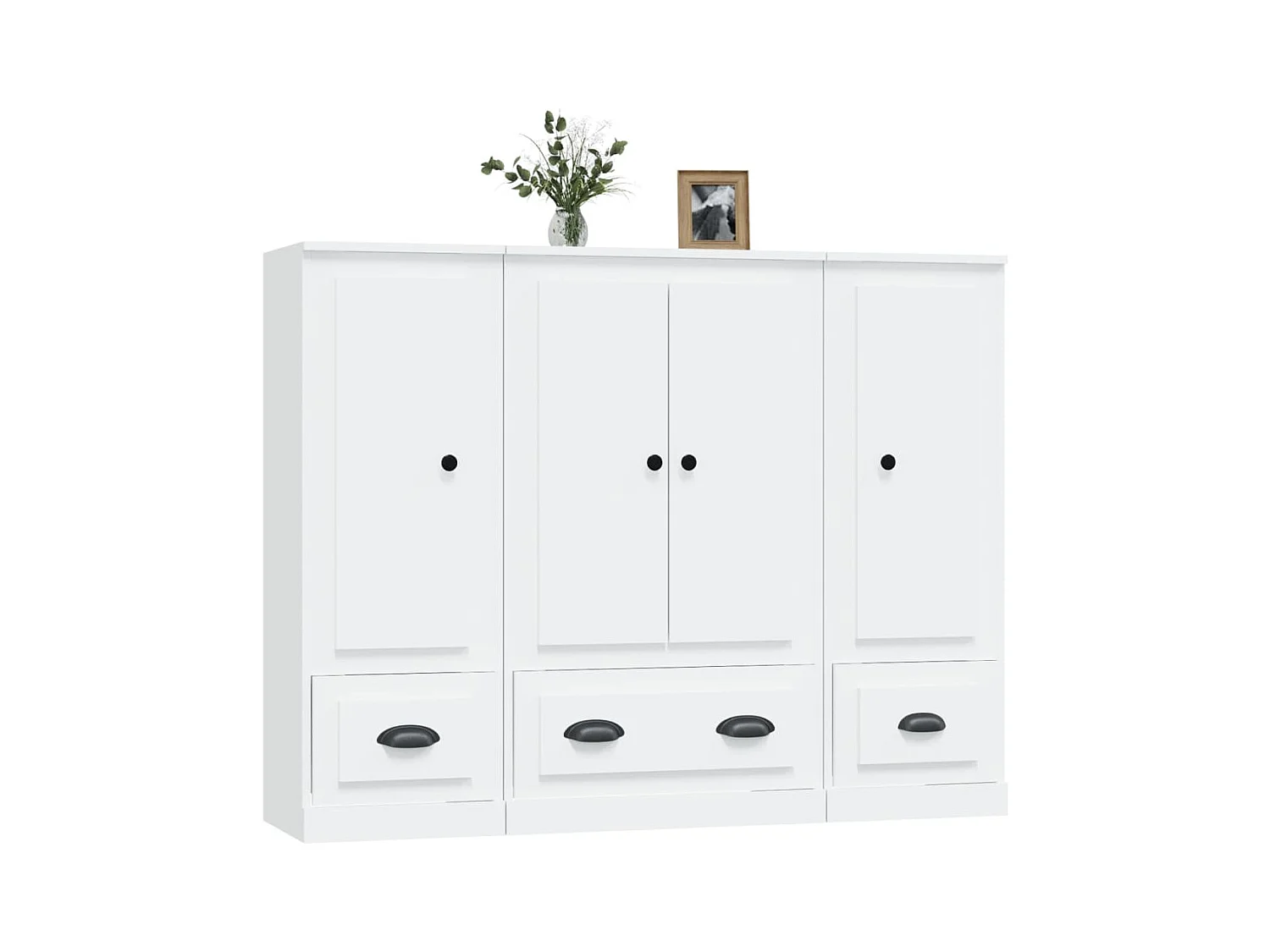 Buffets 3 pcs blanc bois d'ingénierie