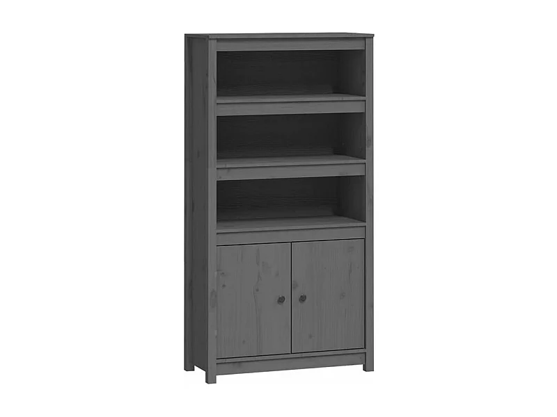 Buffet haut Gris 80x35x154 Bois massif de pin
