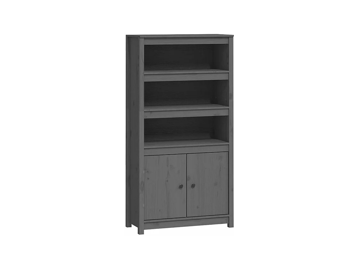Buffet haut Gris 80x35x154 Bois massif de pin