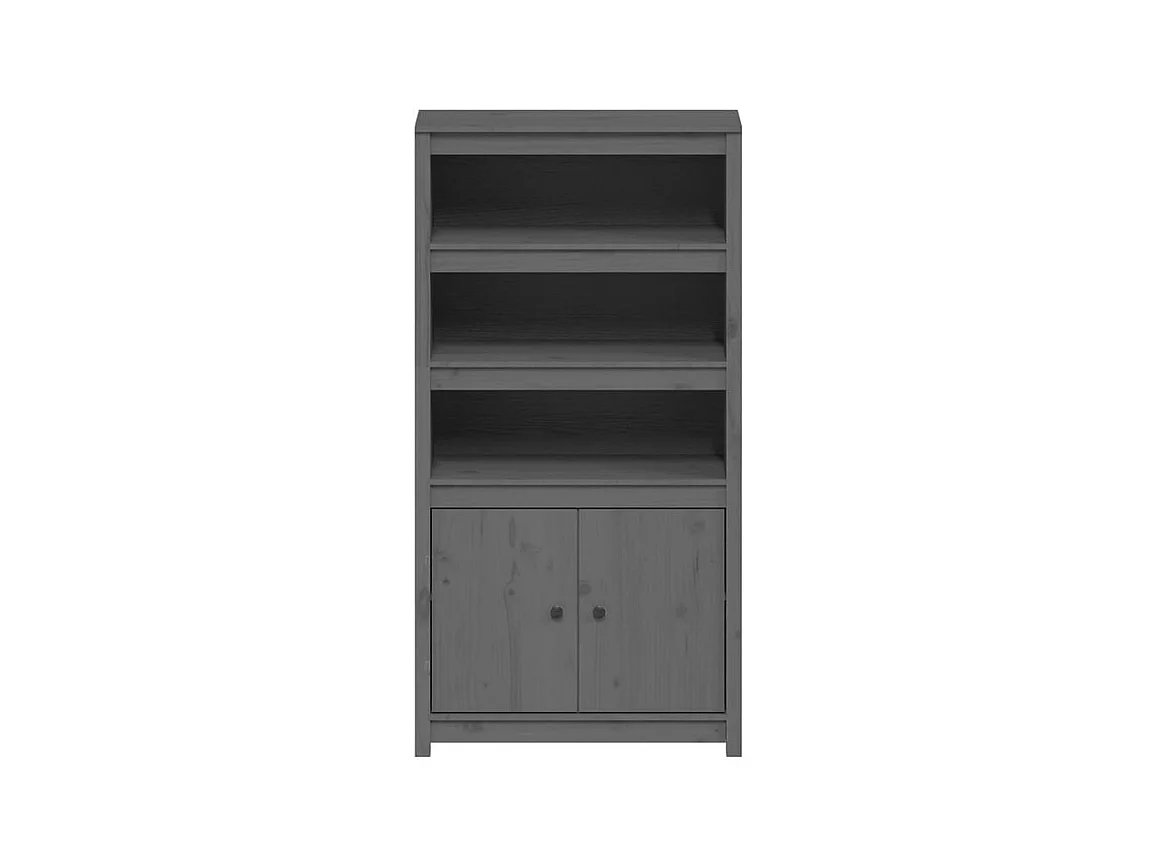 Buffet haut Gris 80x35x154 Bois massif de pin
