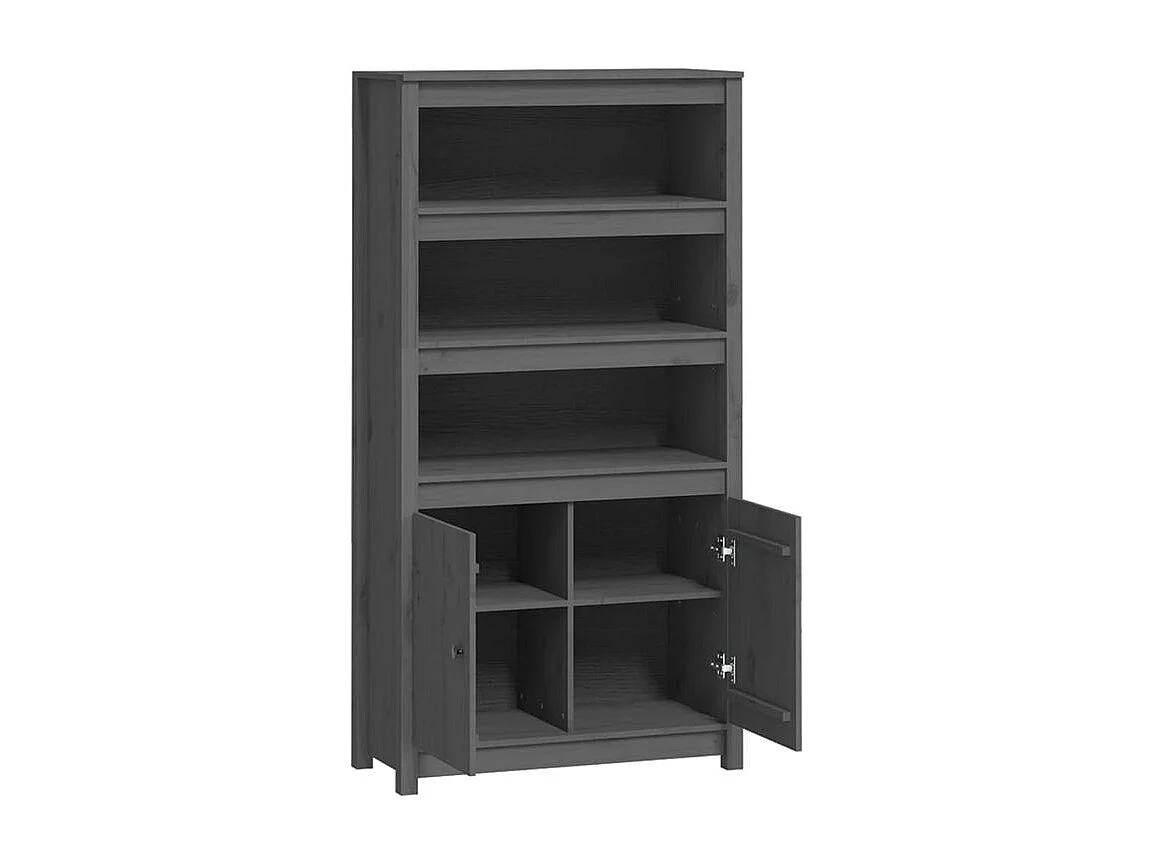 Buffet haut Gris 80x35x154 Bois massif de pin