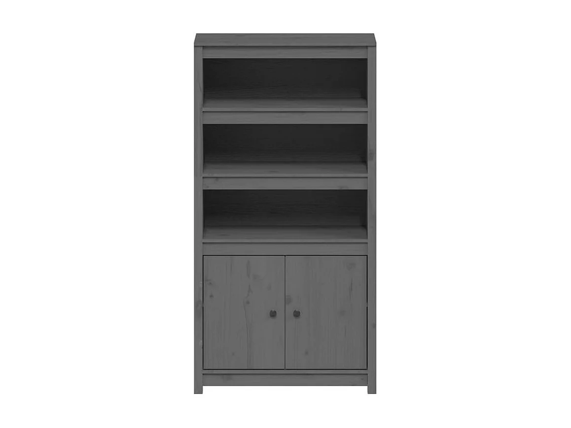 Buffet haut Gris 80x35x154 Bois massif de pin