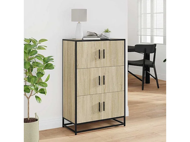 Buffet haut chêne sonoma 68x35x106,5 bois ingénierie métal