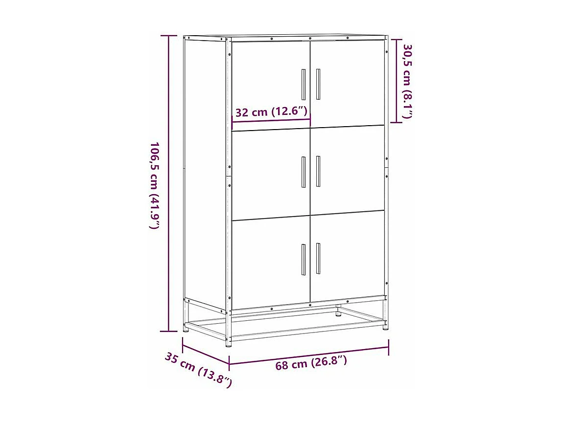 Buffet haut chêne sonoma 68x35x106,5 bois ingénierie métal