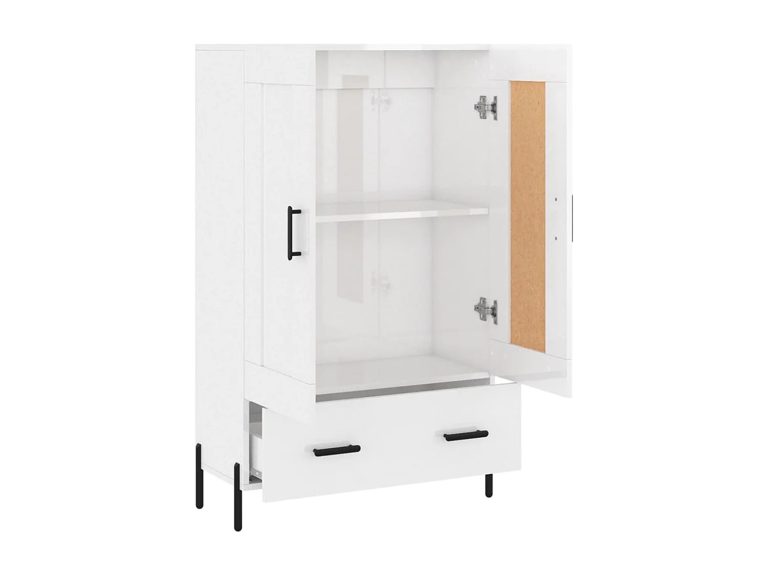 Buffet haut blanc brillant 69,5x31x115 bois d'ingénierie