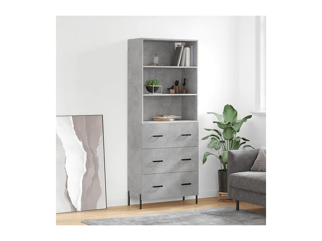 Buffet haut Gris béton 69,5x34x180 Bois d'ingénierie