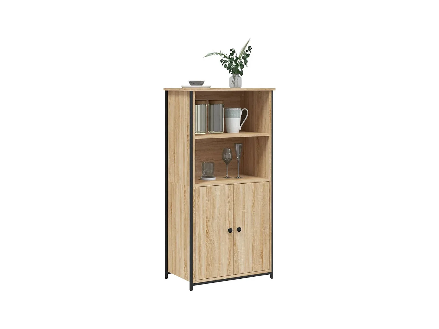 Buffet haut chêne sonoma 62x36x121,5 bois d'ingénierie