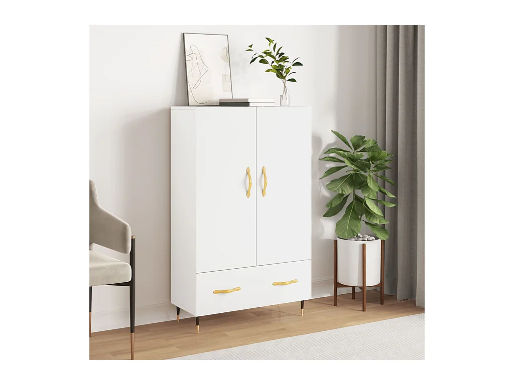 Buffet haut blanc 69,5x31x115 bois d'ingénierie