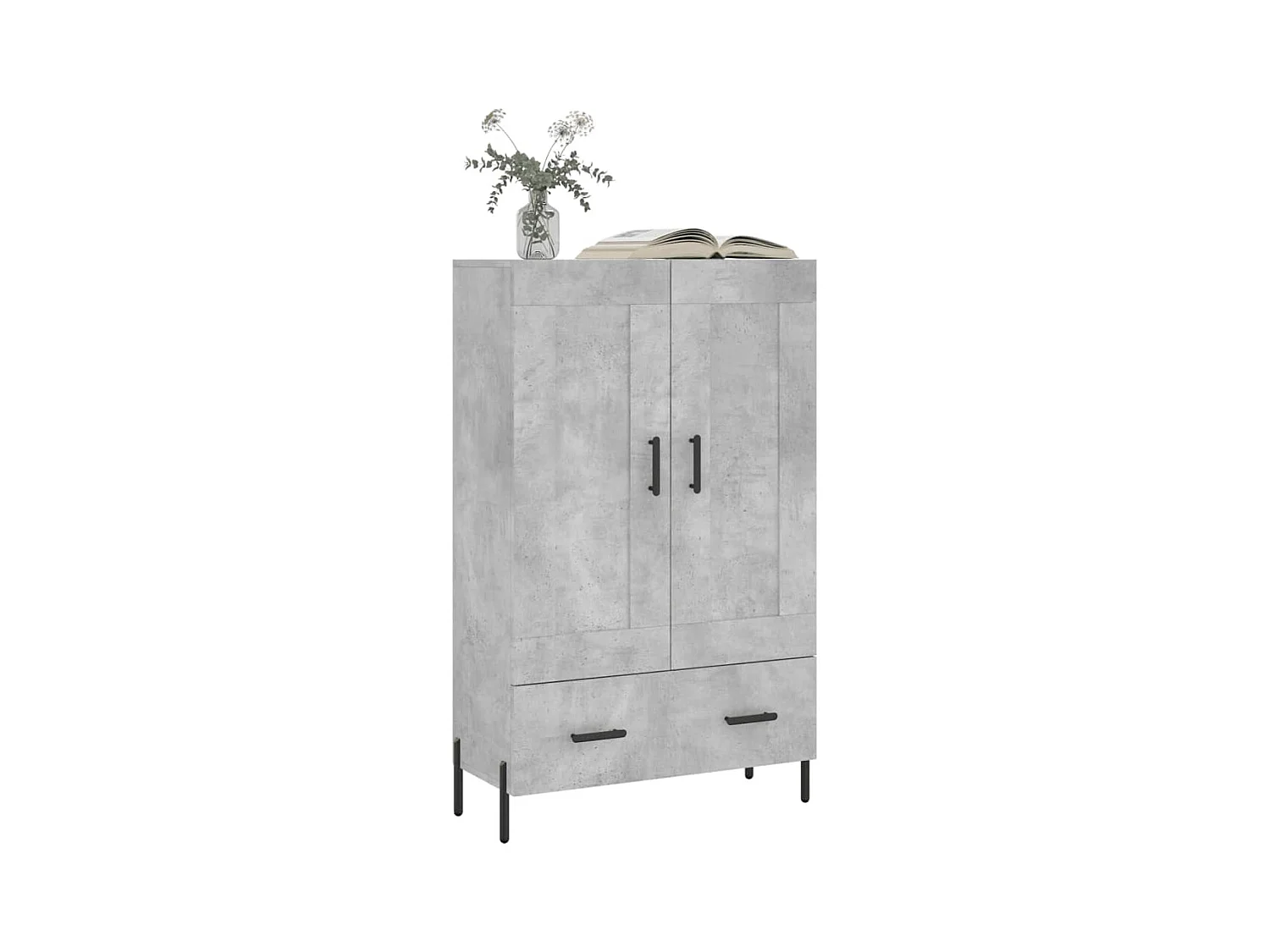 Buffet haut gris béton 69,5x31x115 bois d'ingénierie