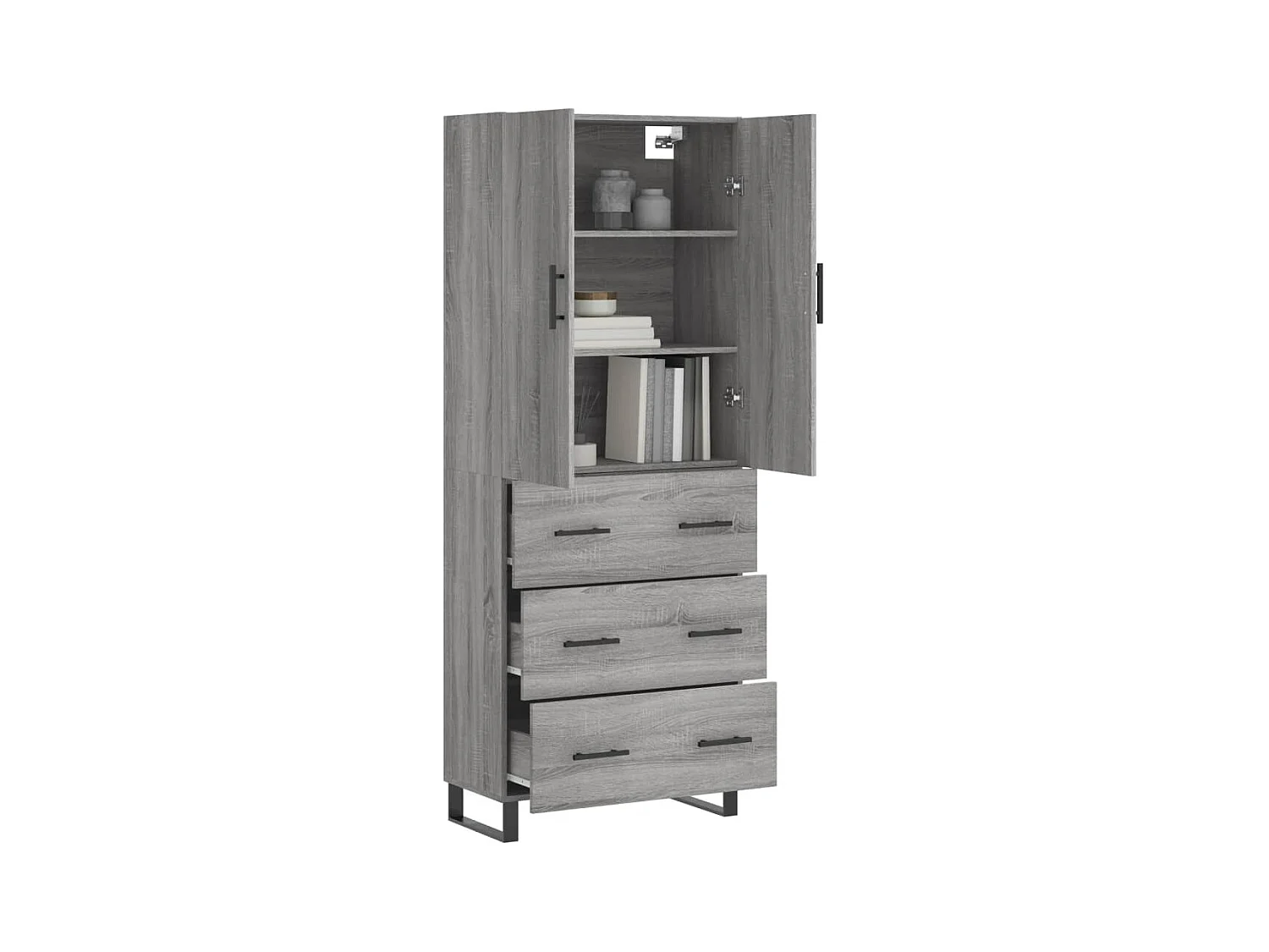 Buffet haut Sonoma gris 69,5x34x180 Bois d'ingénierie