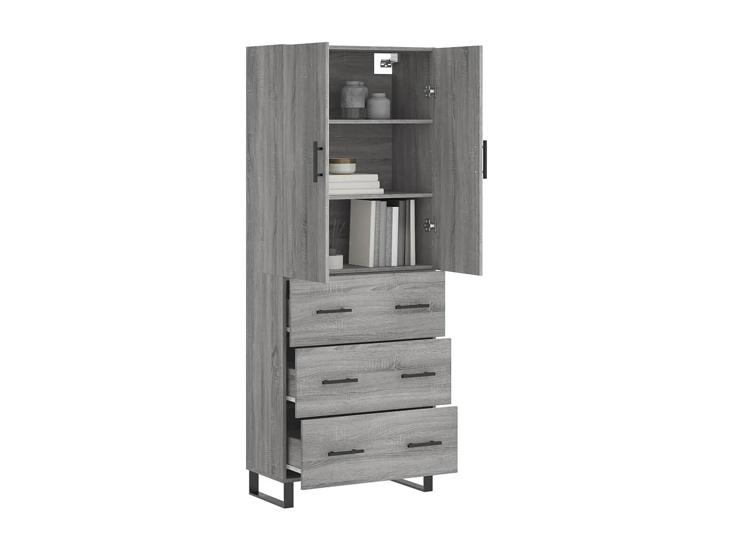 Buffet haut Sonoma gris 69,5x34x180 Bois d'ingénierie