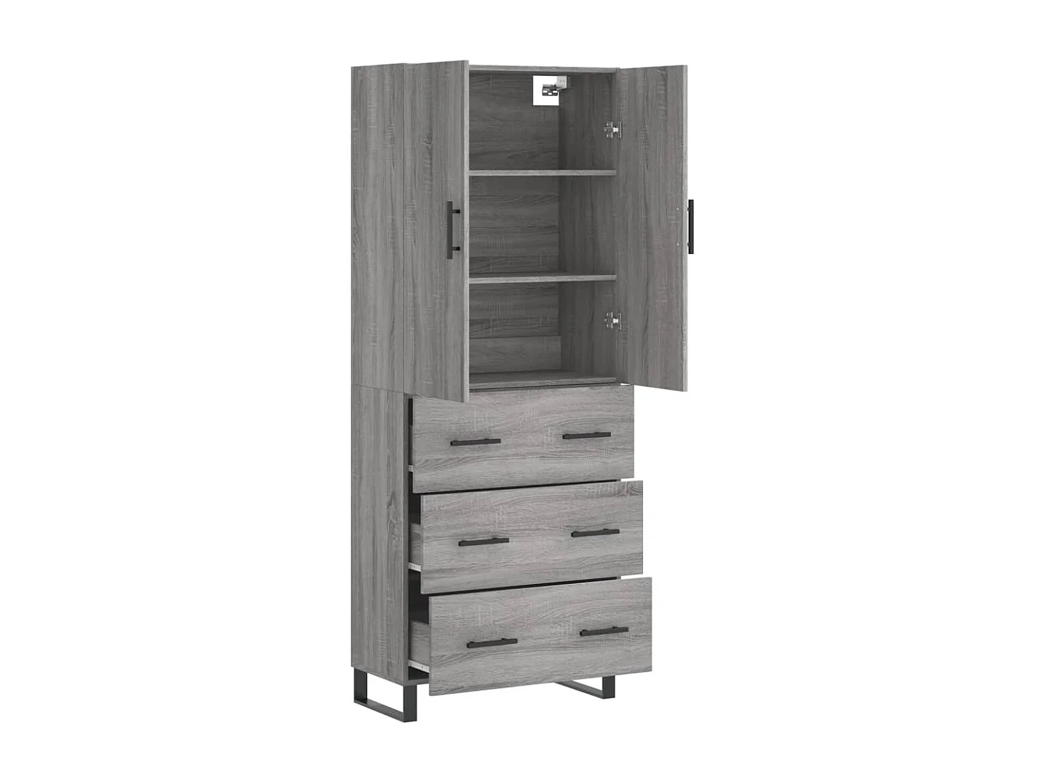 Buffet haut Sonoma gris 69,5x34x180 Bois d'ingénierie