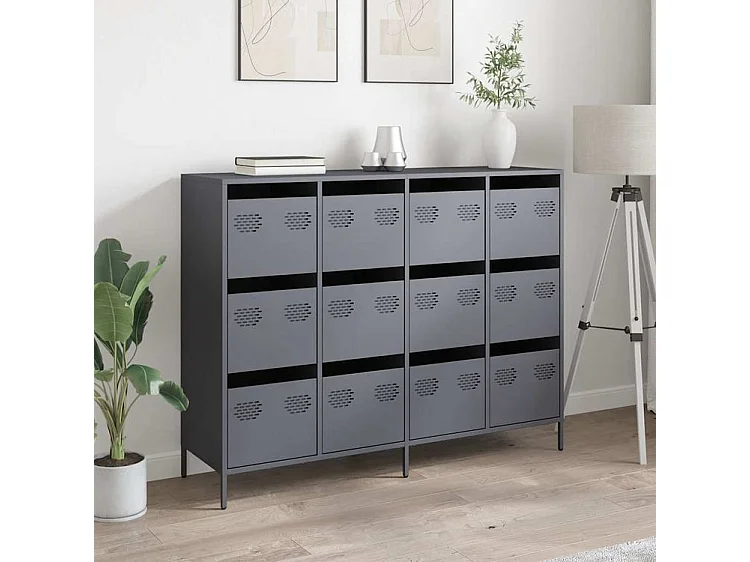 Buffet anthracite 135x39x103,5 acier laminé à froid