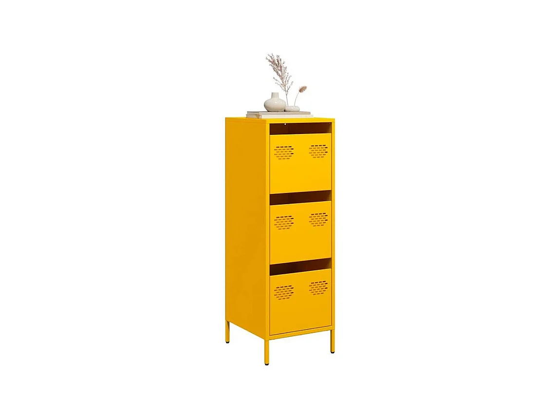 Buffet haut jaune moutarde 39x35x103,5 acier