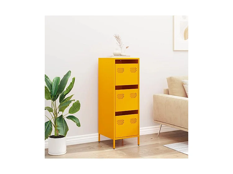 Buffet haut jaune moutarde 39x35x103,5 acier