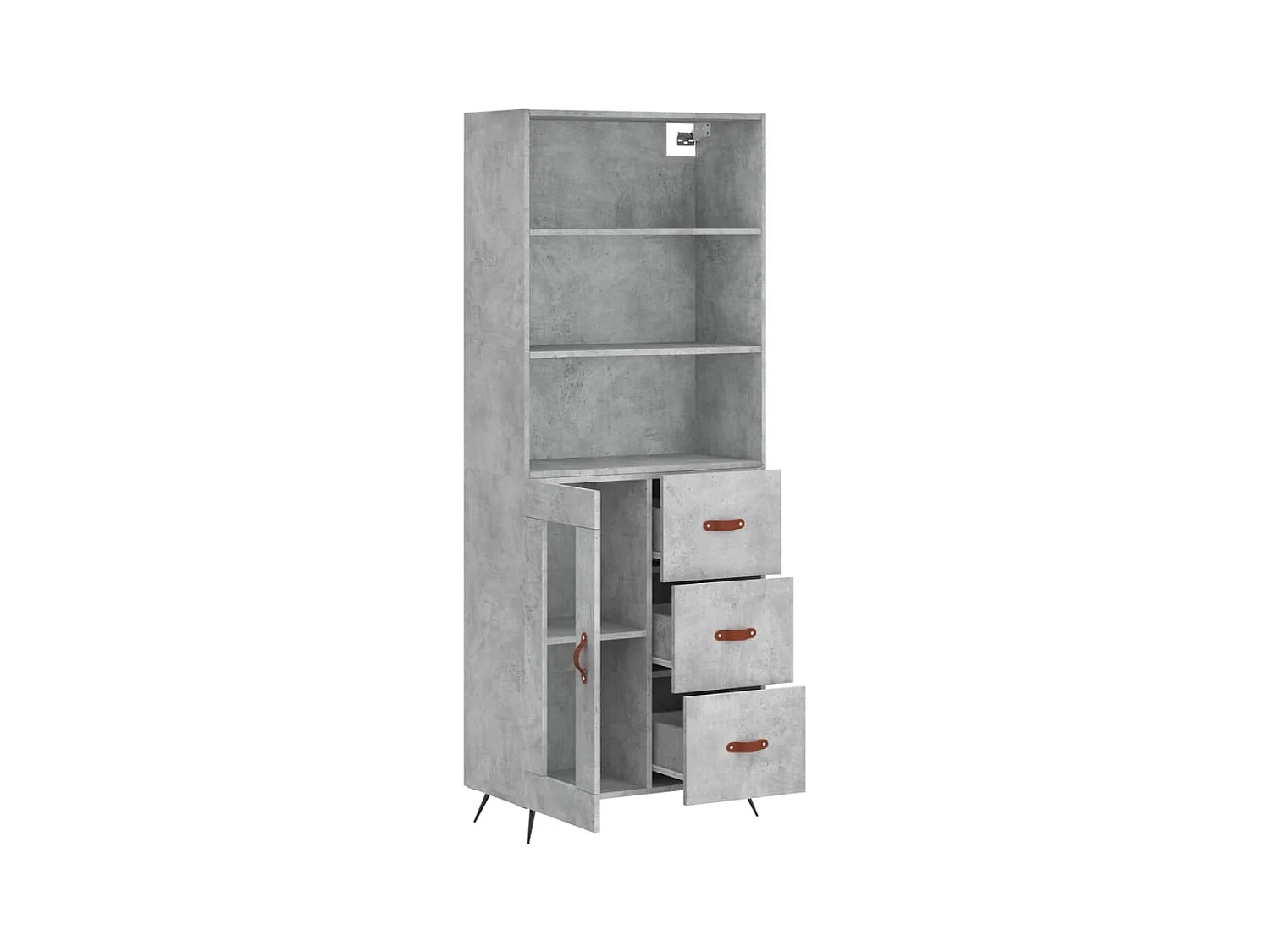 Buffet haut Gris béton 69,5x34x180 Bois d'ingénierie