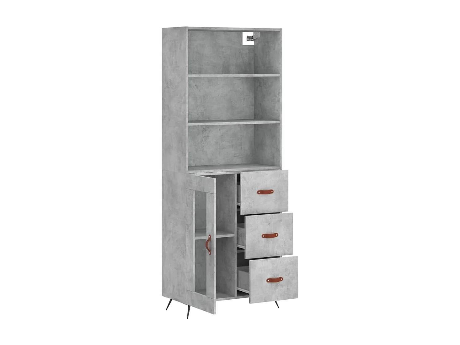 Buffet haut Gris béton 69,5x34x180 Bois d'ingénierie