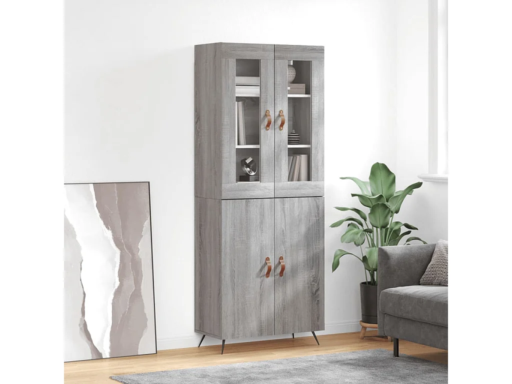 Buffet haut Sonoma gris 69,5x34x180 Bois d'ingénierie