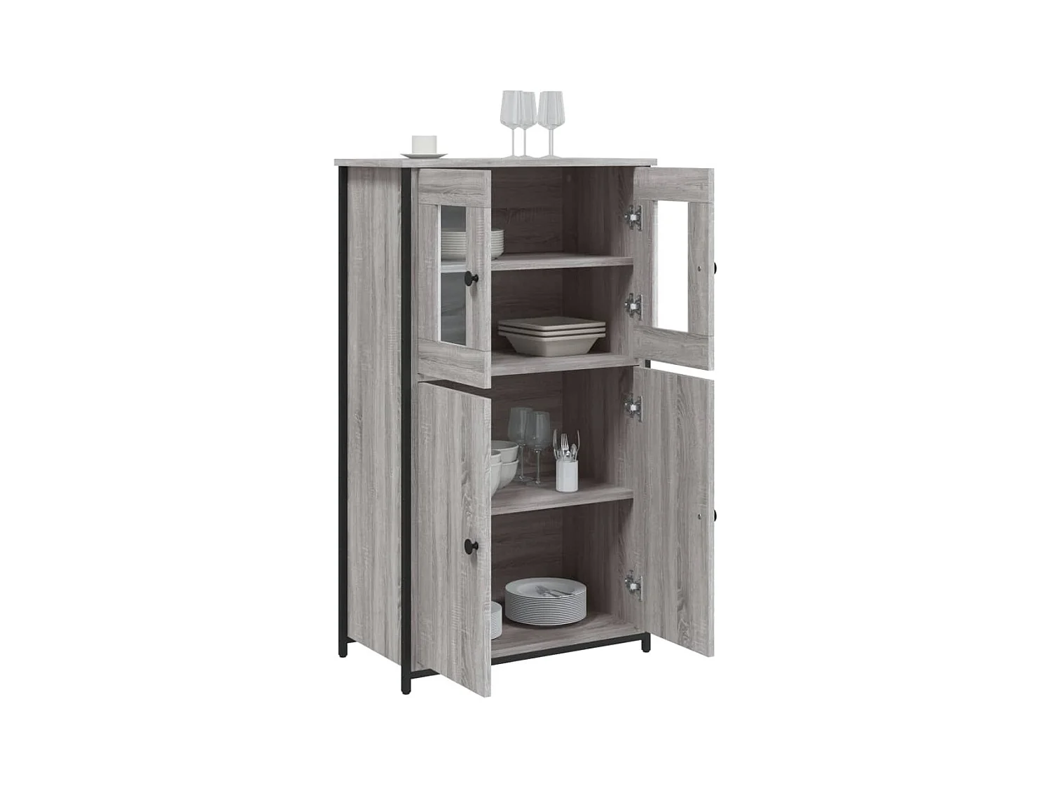 Buffet haut sonoma gris 62x32x106,5 bois d'ingénierie