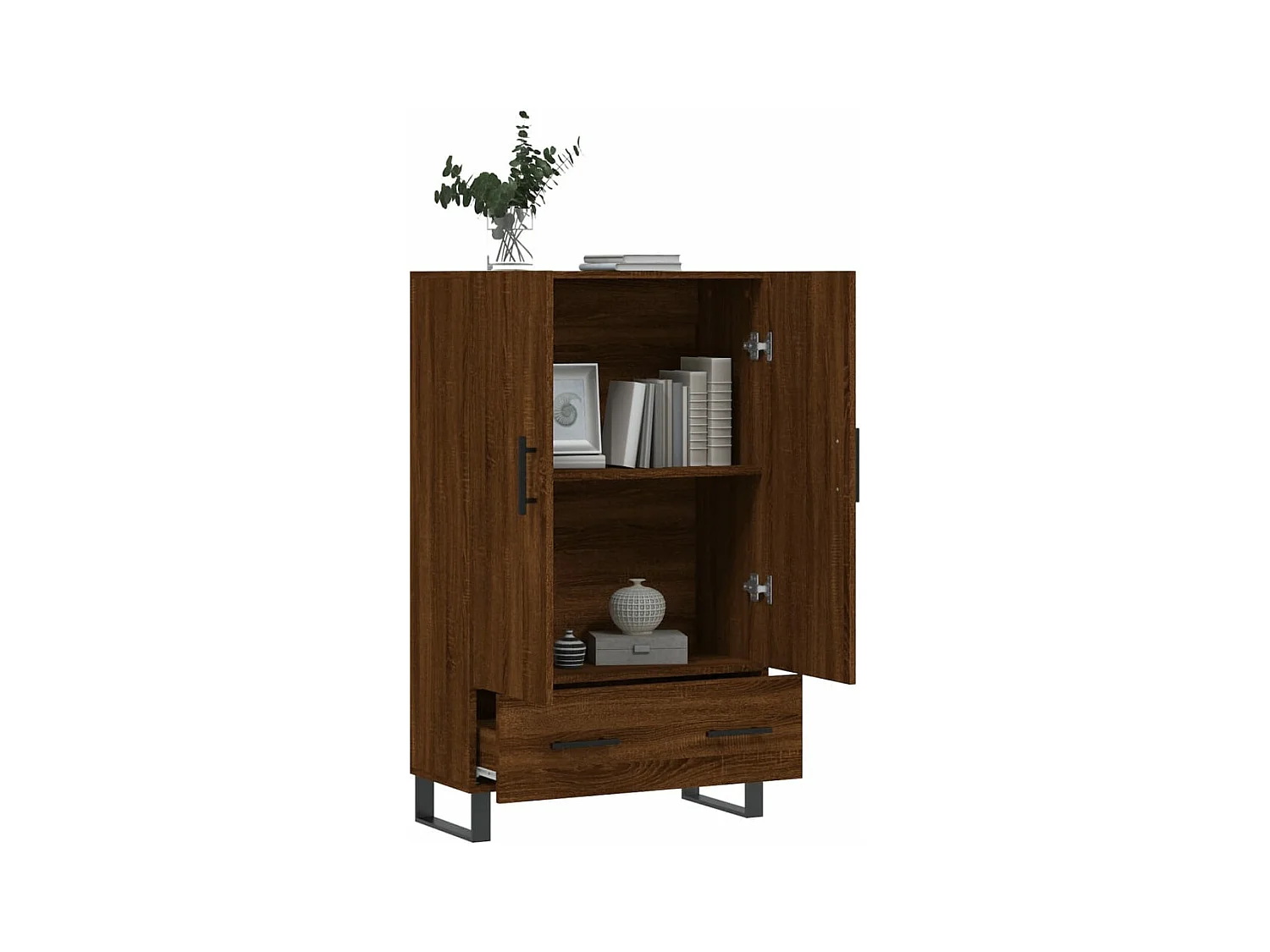 Buffet haut chêne marron 69,5x31x115 bois d'ingénierie