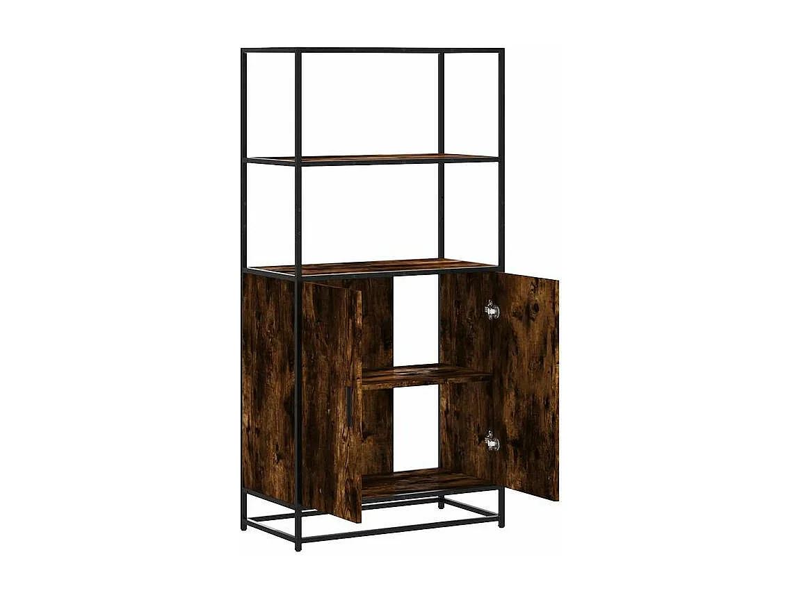 Buffet haut chêne fumé 68x35x139 bois d'ingénierie métal