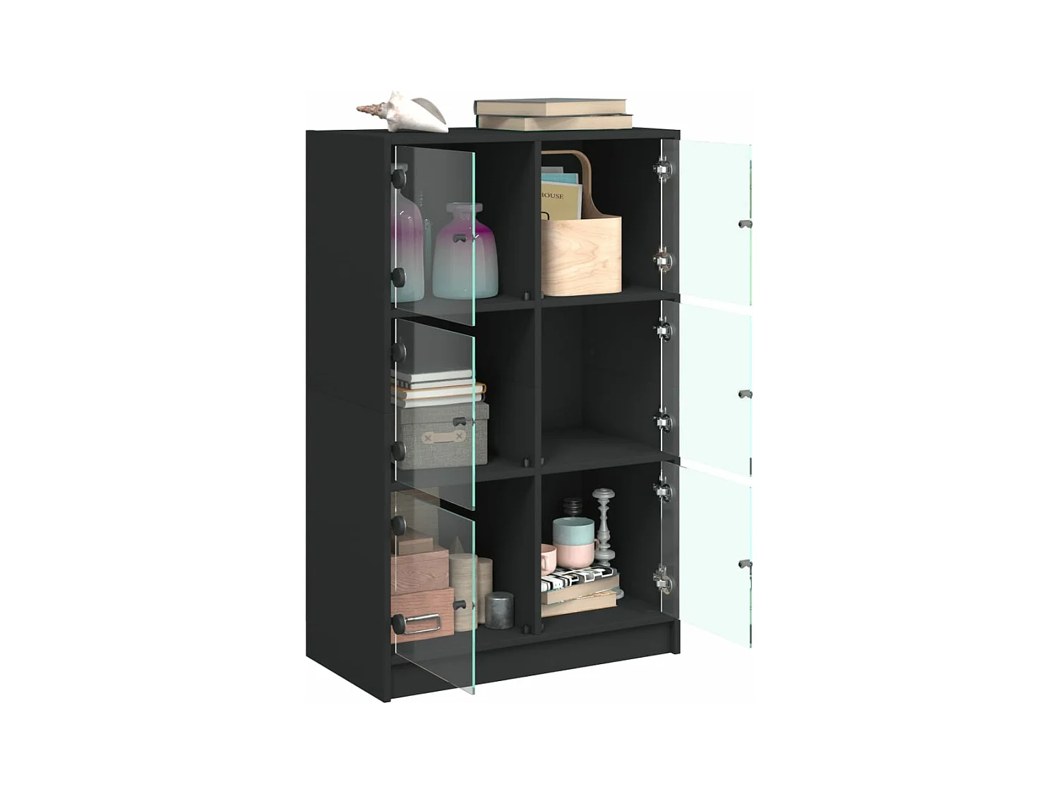 Buffet haut avec portes noir 68x37x109 bois d'ingénierie