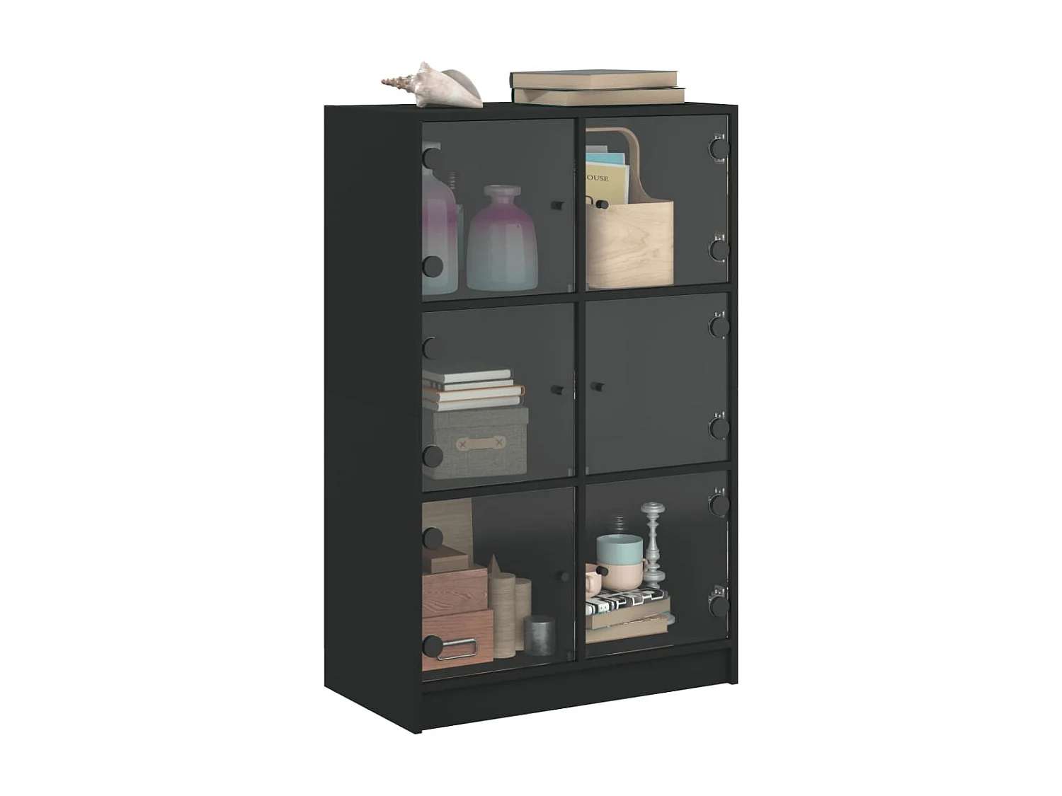 Buffet haut avec portes noir 68x37x109 bois d'ingénierie