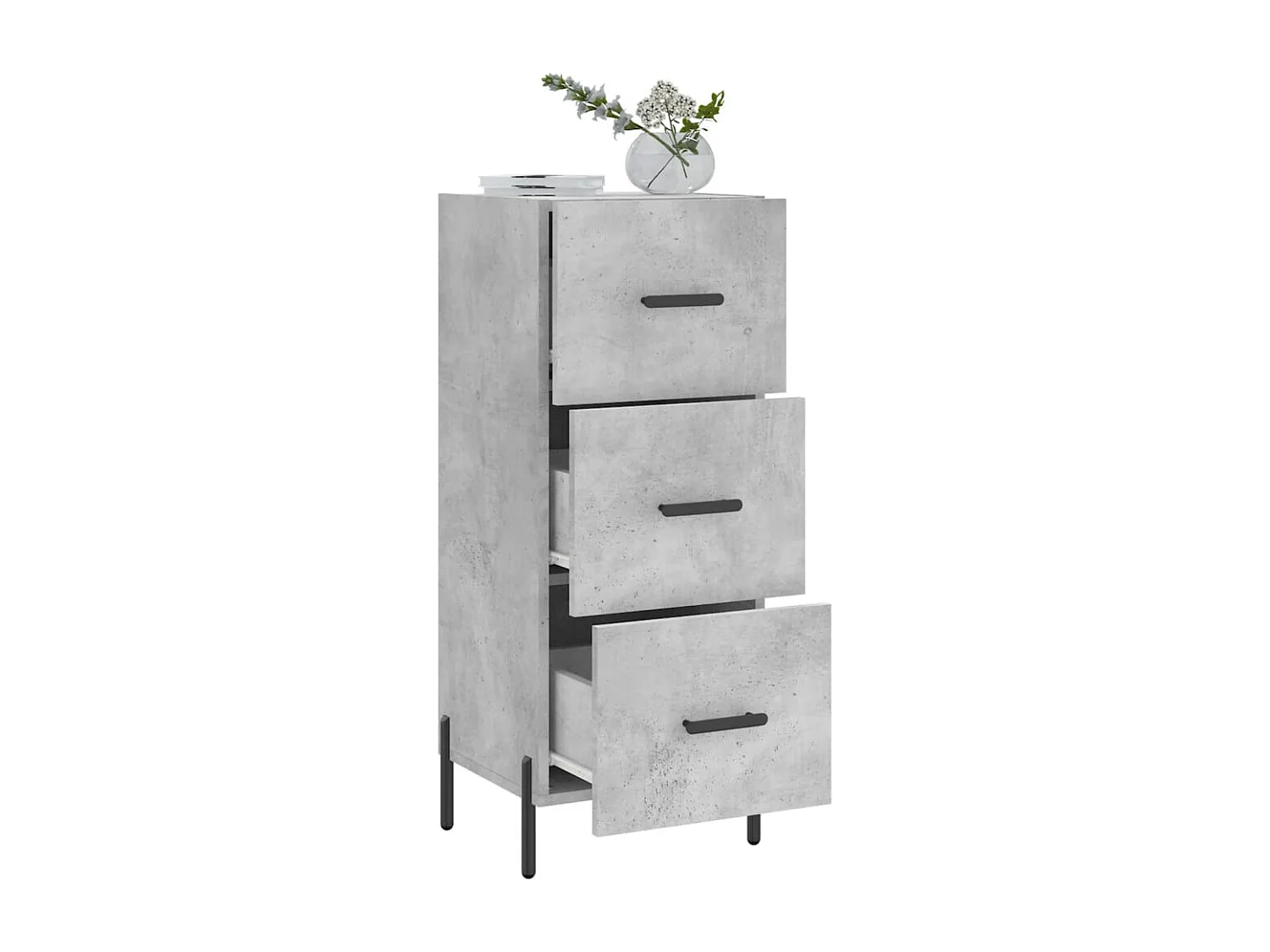 Buffet Gris béton 34,5x34x90 Bois d'ingénierie