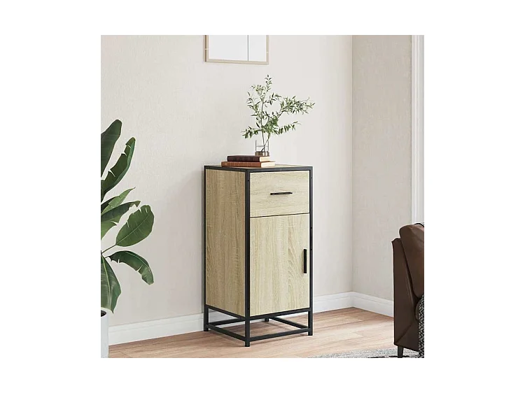 Buffet chêne sonoma 35,5x35x76 bois d'ingénierie et métal