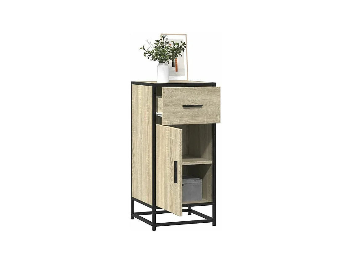 Buffet chêne sonoma 35,5x35x76 bois d'ingénierie et métal