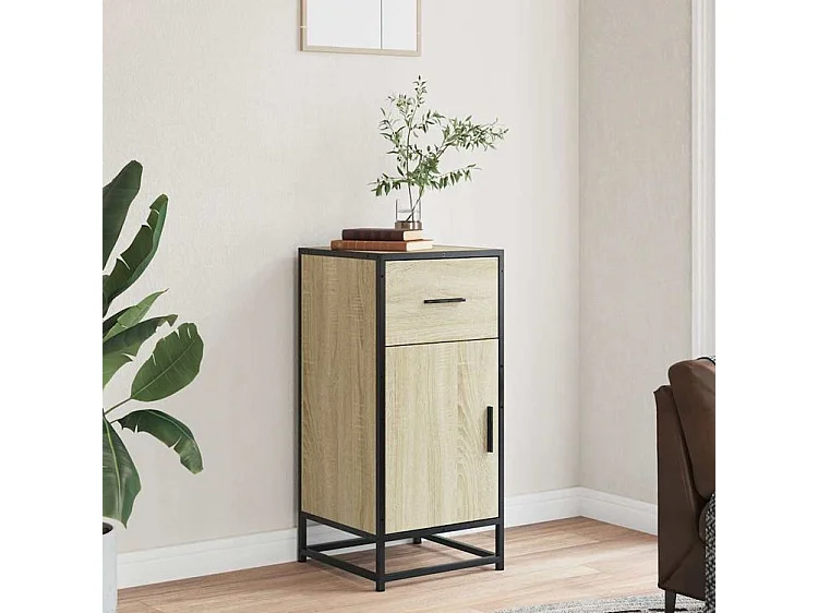 Buffet chêne sonoma 35,5x35x76 bois d'ingénierie et métal