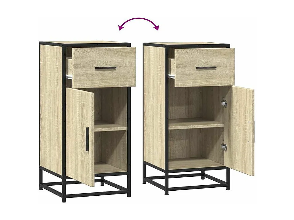 Buffet chêne sonoma 35,5x35x76 bois d'ingénierie et métal