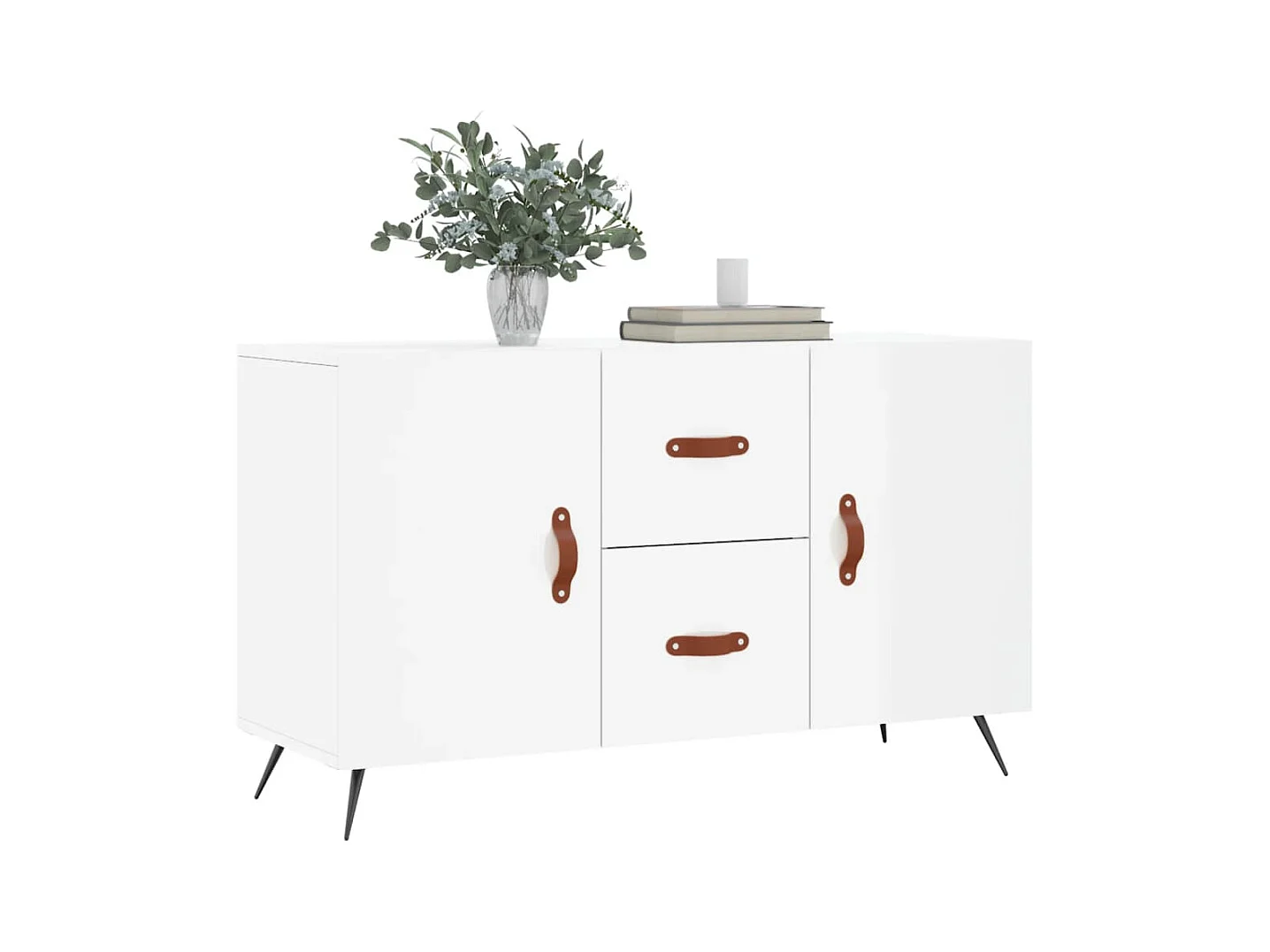 Buffet blanc brillant 100x36x60 bois d'ingénierie