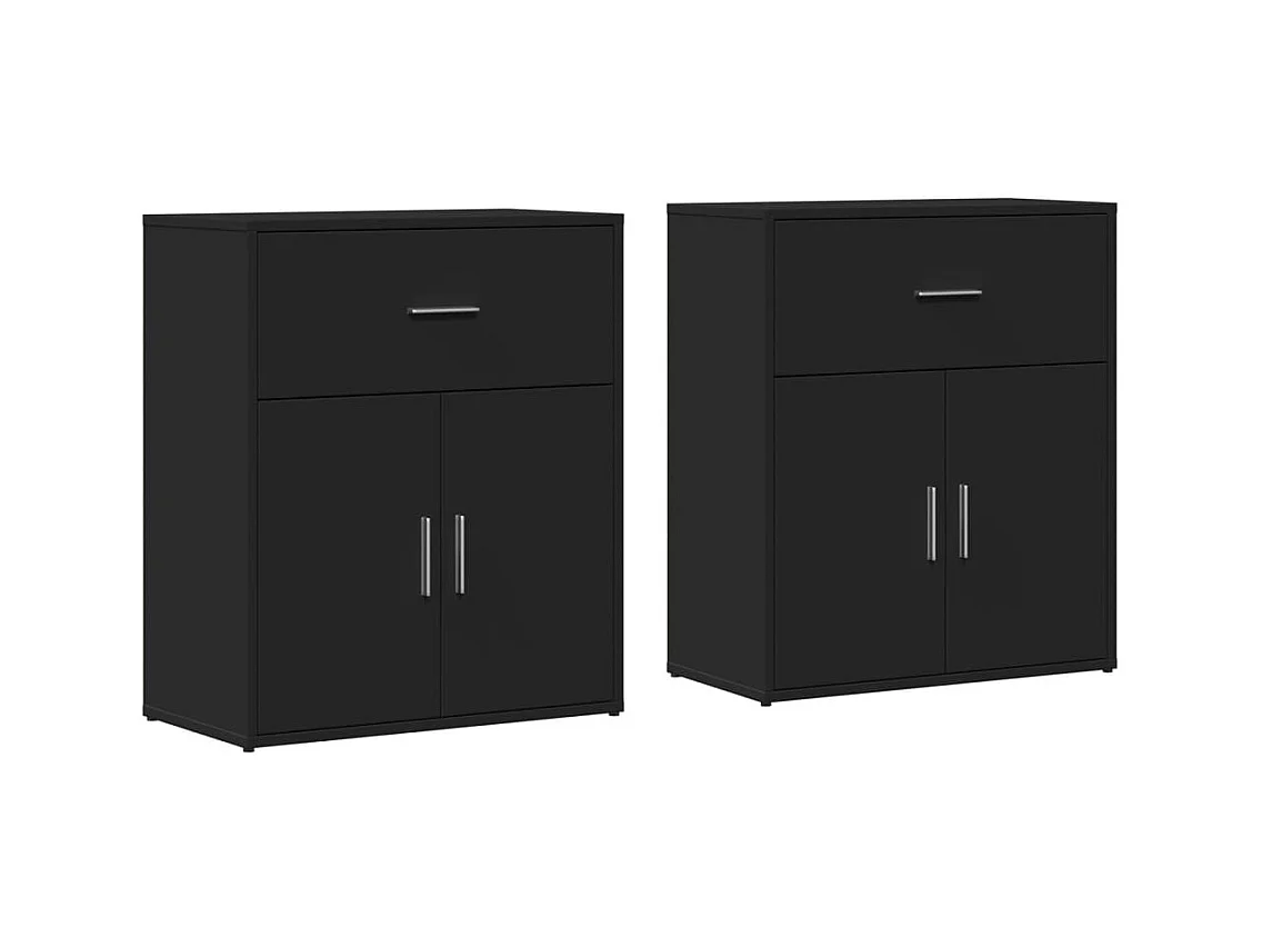 Buffets 2 pcs noir 60x31x70 bois d'ingénierie
